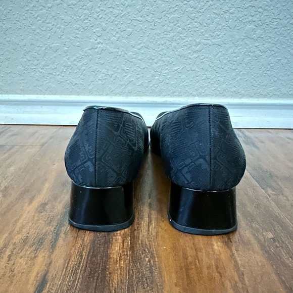 SALVATORE FERRAGAMO Slip-On Square Toe Pump Heels in Black Check Cloth - Picture 8 of 12